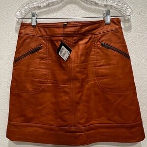 Halogen Brown Leather Mini Skirt